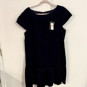 Navy Corduroy Cap Sleeve Dress